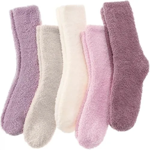 antsang fuzzy slipper socks for women men fluffy warm winter socks valentines galentines day christmas gift stocking stuffers 5 pairsclaretpurplepinkl