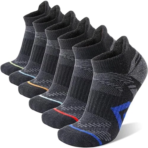antsang merino wool ankle hiking socks compression warm thermal thick cushion winter running no show moisture wicking socks gifts stocking stuffers for women men 6 pairsblackm