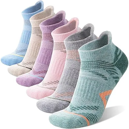 antsang merino wool ankle hiking socks compression warm thermal thick cushion winter running no show moisture wicking socks gifts stocking stuffers for women men 6 pairslight mixedm