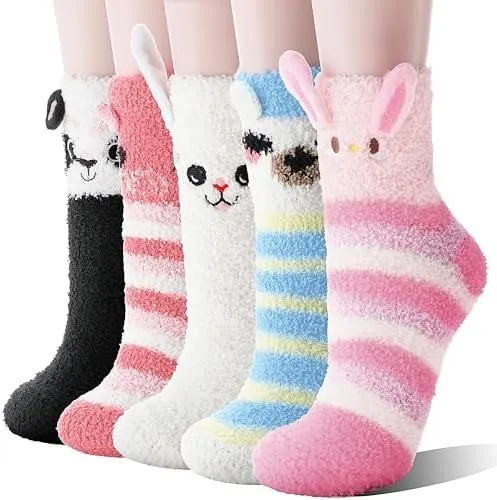 antsang women fuzzy socks teen girls slipper cozy winter fluffy comfy and warm cabin home fleece socksanimal stripes